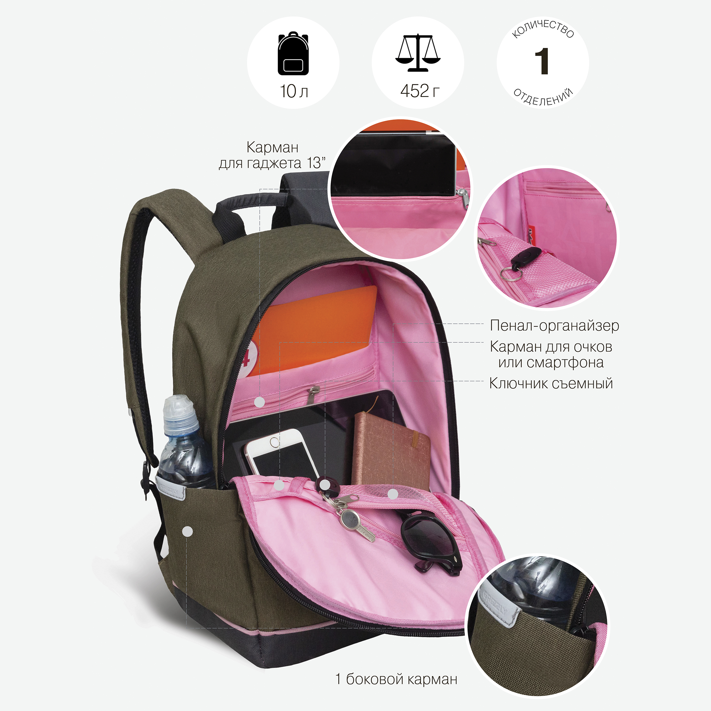 Рюкзак Grizzly для девочки - фото 6