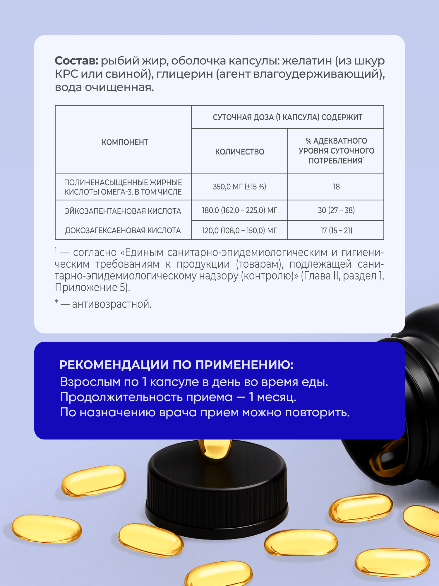 Омега 3 180 эпк/120 дгк/1000 рыбий жир (Омега 3 ЭПК и ДГК) (капсулы массовой 1392 мг (10%)) - 90 шт. - фото 5