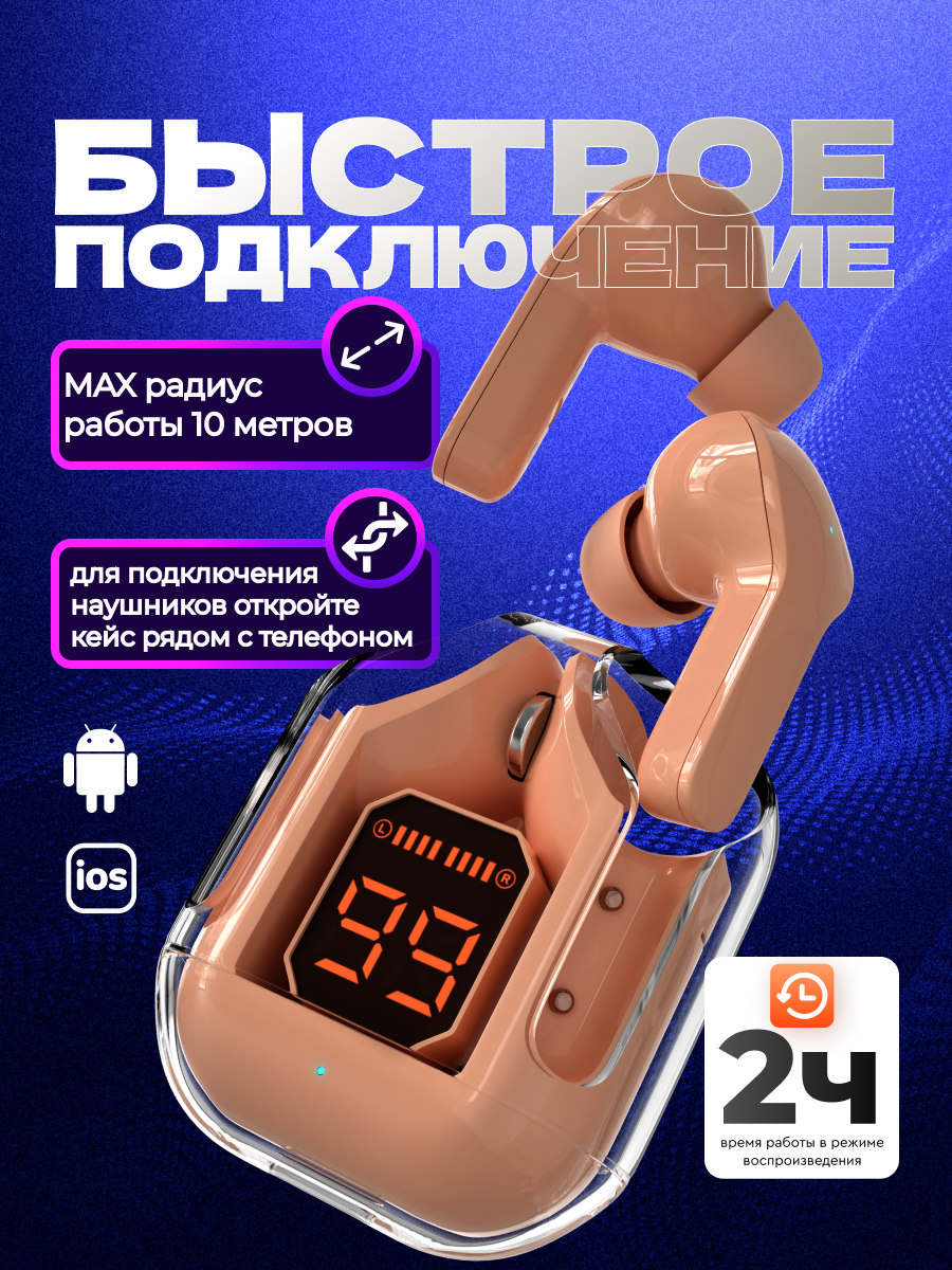 Наушники TWS More Choice Pink - фото 4