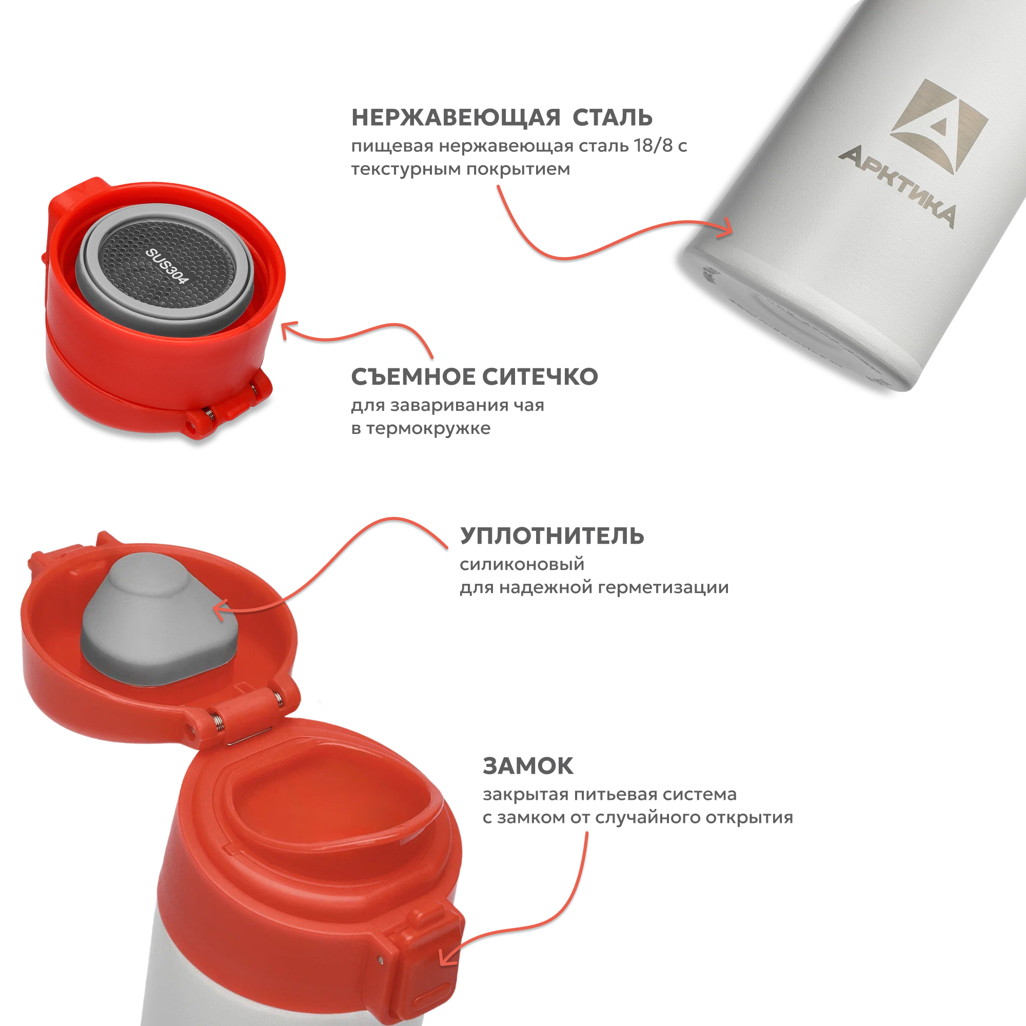 Термокружка Арктика 703-470 арктика с ситечком - фото 3