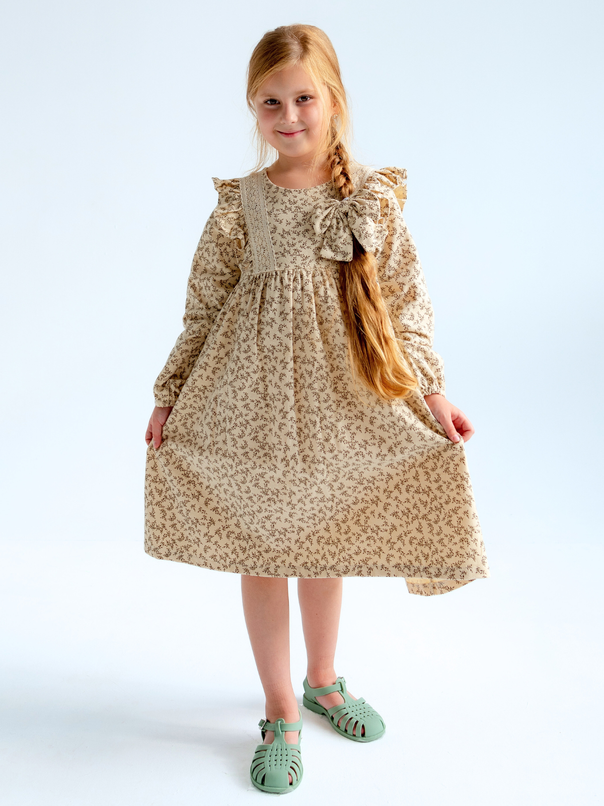 Платье MOUN платье_фланель/кружево_осень/беж - фото 12