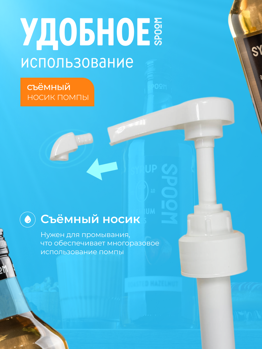 Помпа -дозатор закручивающаяся SPOOM для бутылки с сиропом 1 л (10 мл белая) - фото 3
