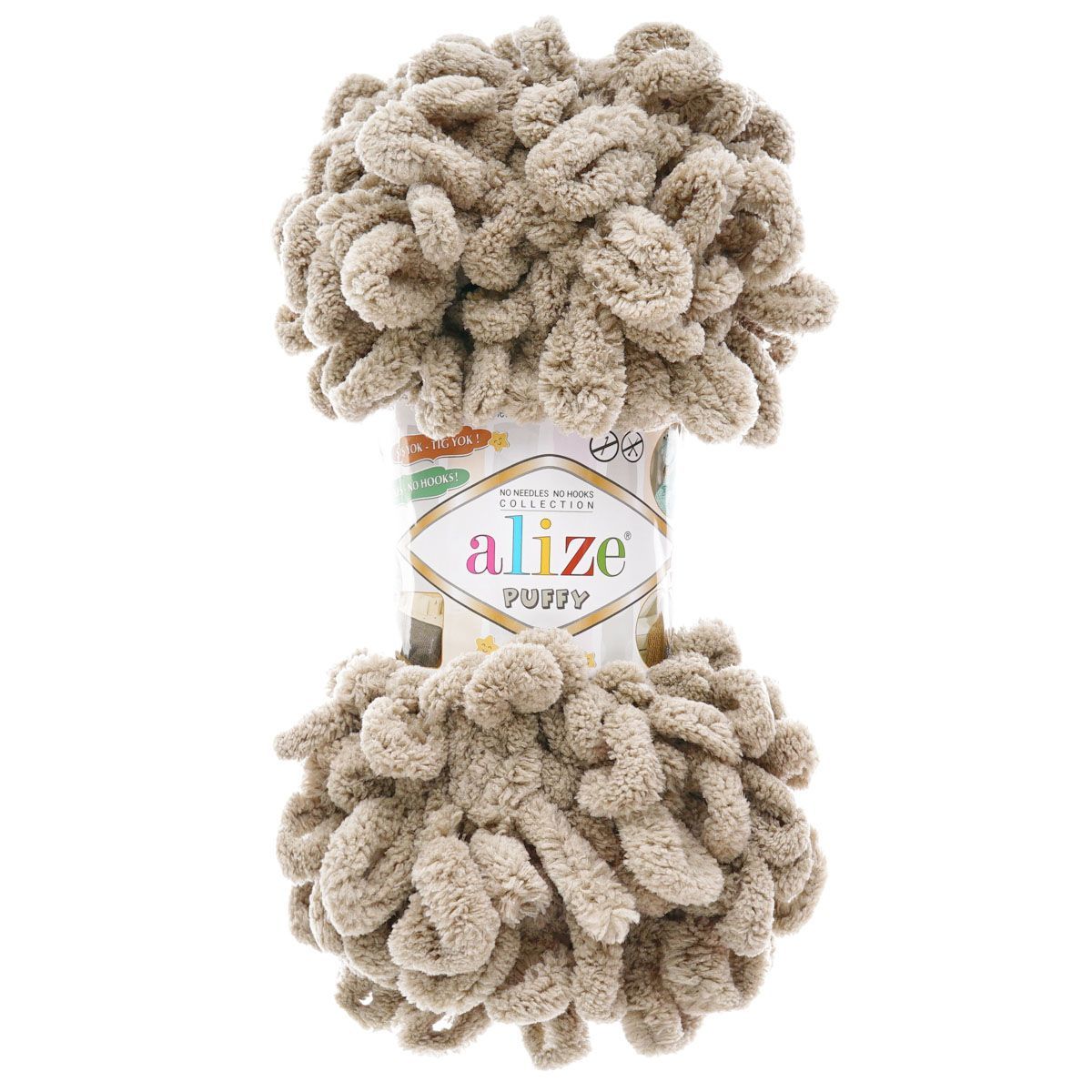 Пряжа для вязания Alize puffy 100 г 9 м микрополиэстер фантазийная плюшевая 530 норка 5 мотков - фото 5