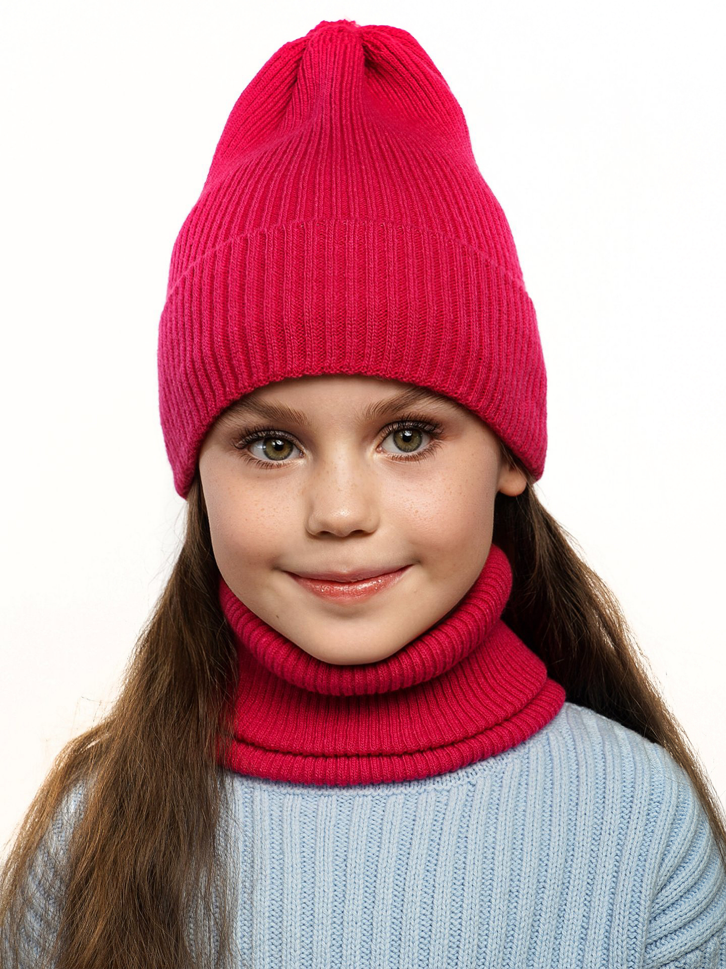 Шапка и снуд ПриКиндер U-Sp234140 Цвет: Фуксия - фото 1