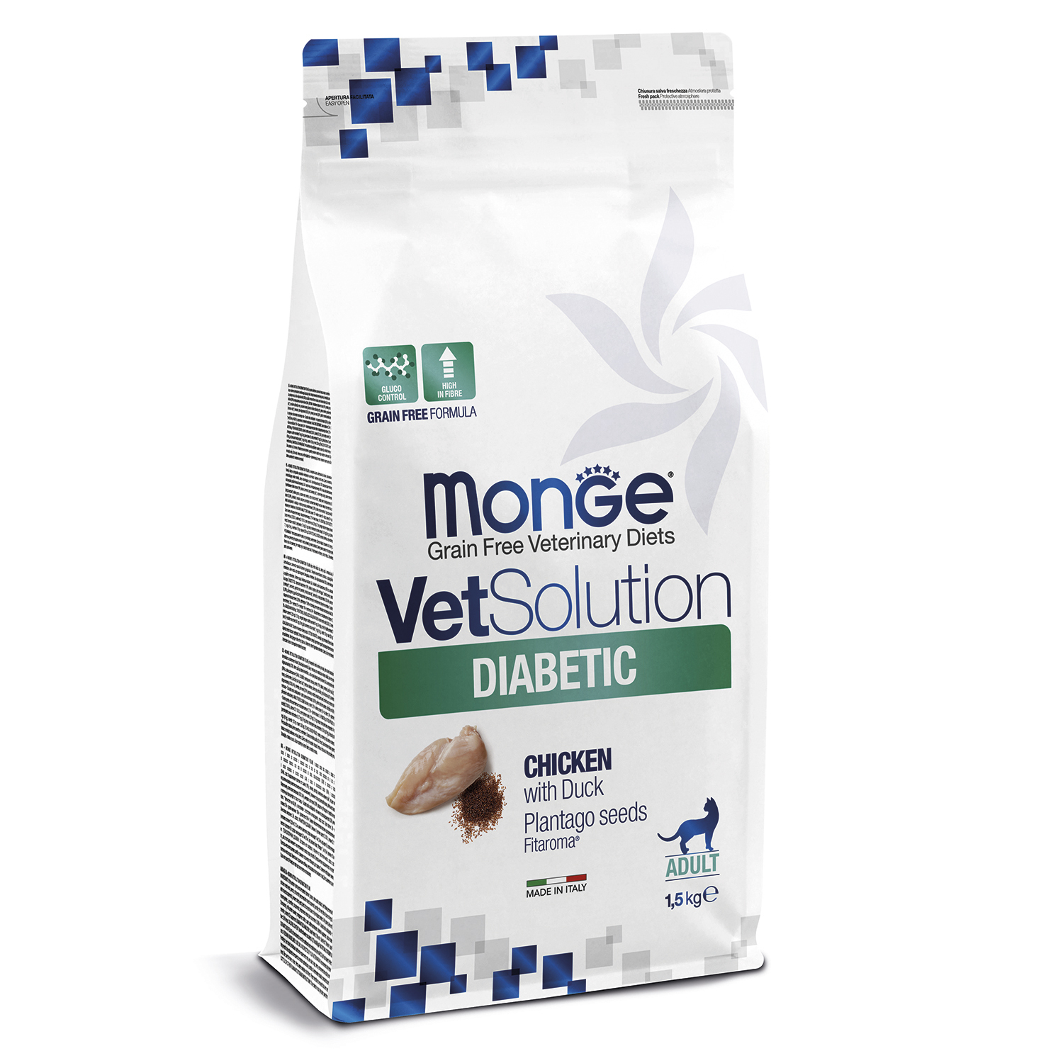 Корм для кошек диетический MONGE VetSolution Cat Diabetic Диабетик при сахарном диабете 1.5кг - фото 1