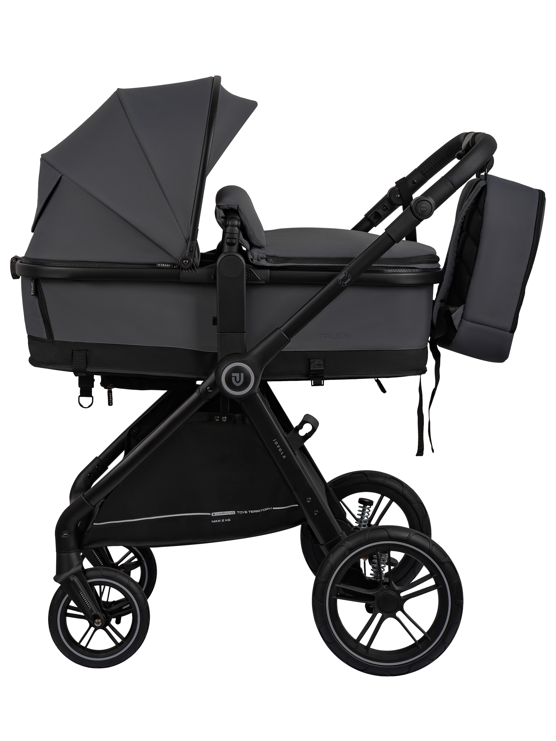 Коляска трансформер JOVOLA Truck, перекидная ручка серый - фото 4