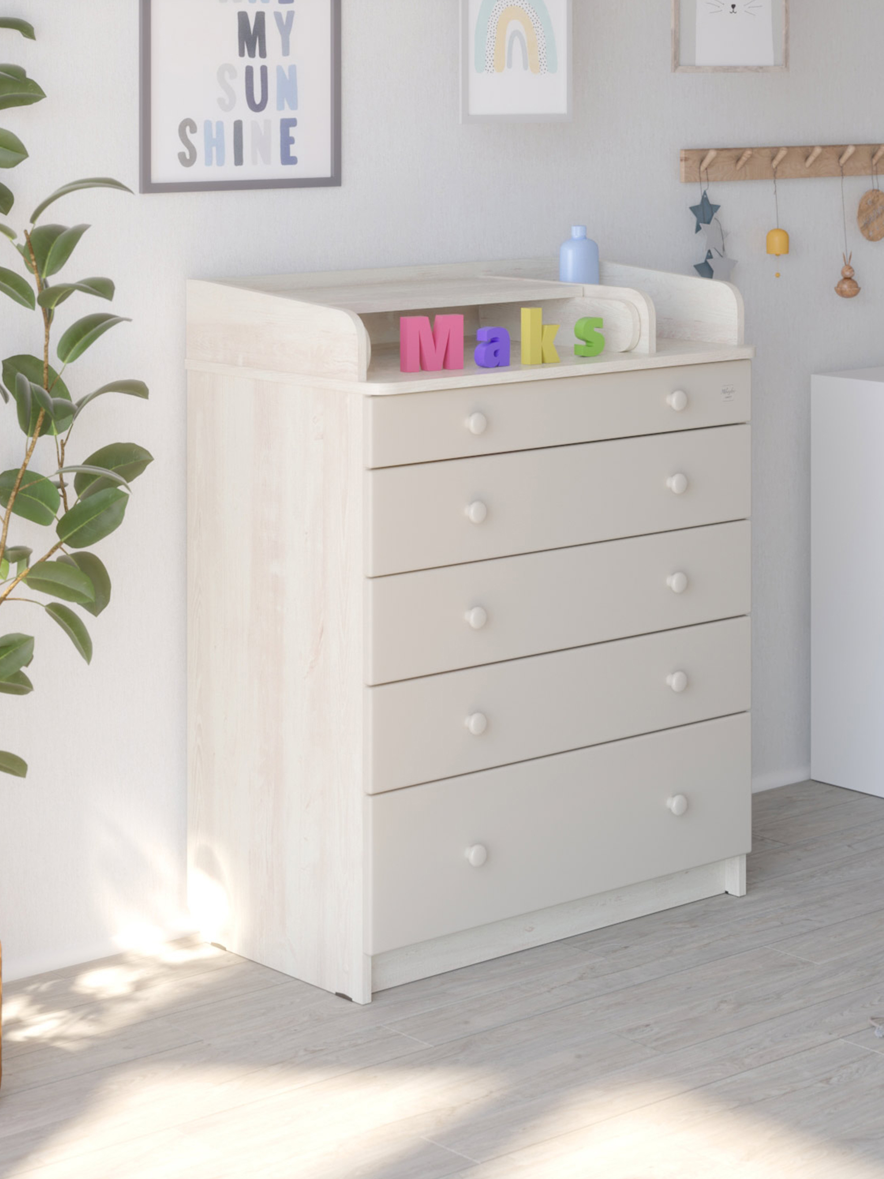 Комод пеленальный Aton Maks сосна касцина серый - фото 9