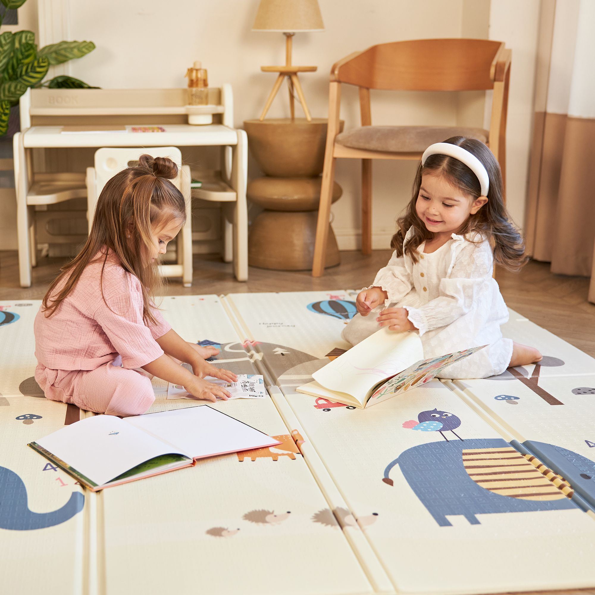 Игровой коврик складной для детей UNIX Kids Numbers 180x200 см, двусторонний, цифры и животные, текстурная поверхность, развивающий - фото 9