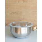 Миска DeNASTIA с прозрачной крышкой 5 л нерж.сталь серый A000339