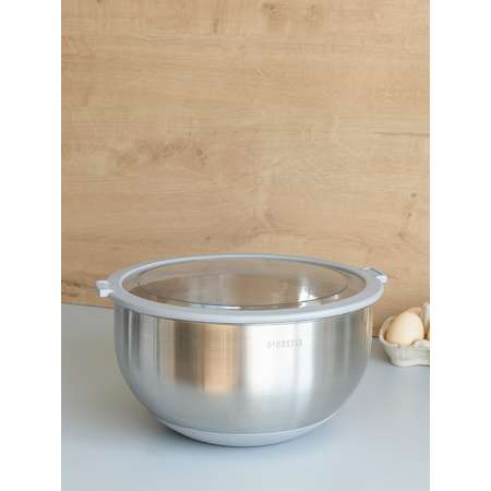 Миска DeNASTIA с прозрачной крышкой 5 л нерж.сталь серый A000339