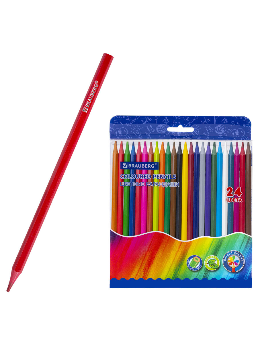 Карандаши цветные Brauberg 24 шт. - фото 2