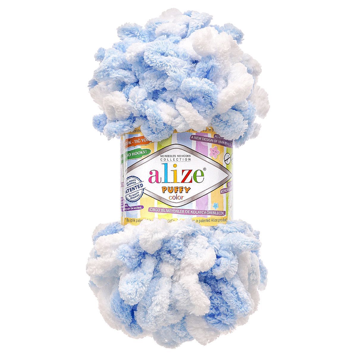 Пряжа для вязания Alize puffy color 100 г 9 м микрополиэстер плюшевая мягкая 5865 секционный 5 мотков - фото 4