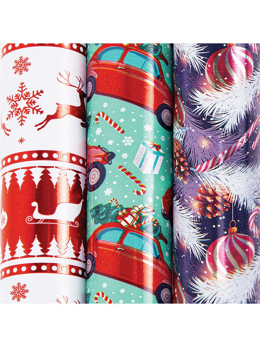 Упаковочная бумага Золотая сказка для новогодних подарков с эффектами 3 шт 70х100 см HoHo Xmas - фото 5