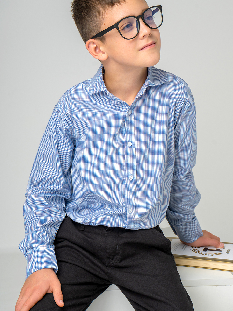 Рубашка HappyFox HF1022MBLголубой.клетка - фото 8