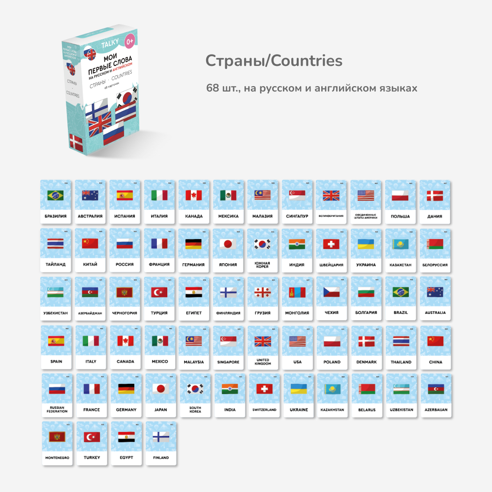 Умные карточки TALKY LUMICUBE Набор на русском и английском языках Страны/Countries 68 шт. - фото 2