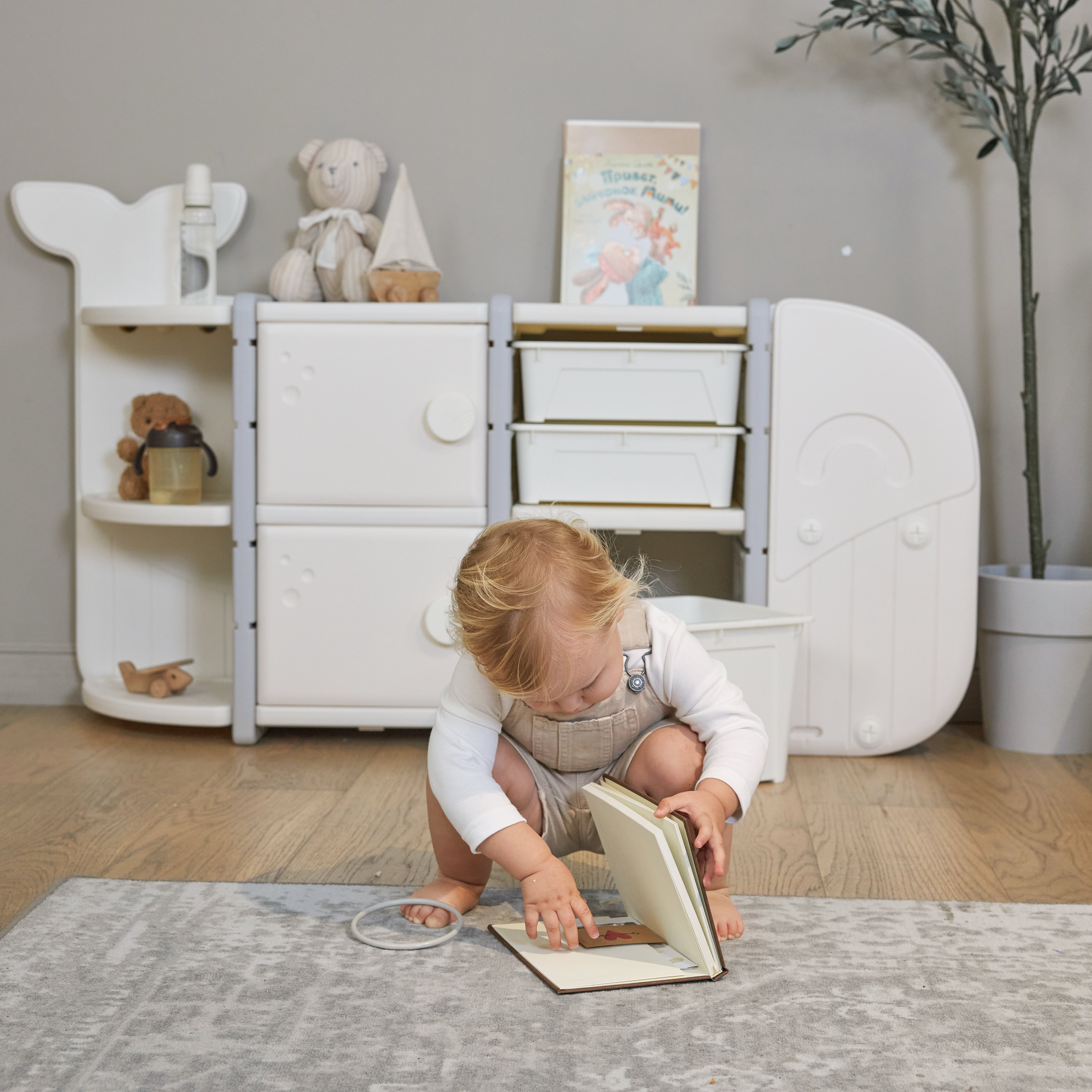 Стеллаж UNIX Kids Whale White 5 ящиков + полки - фото 10