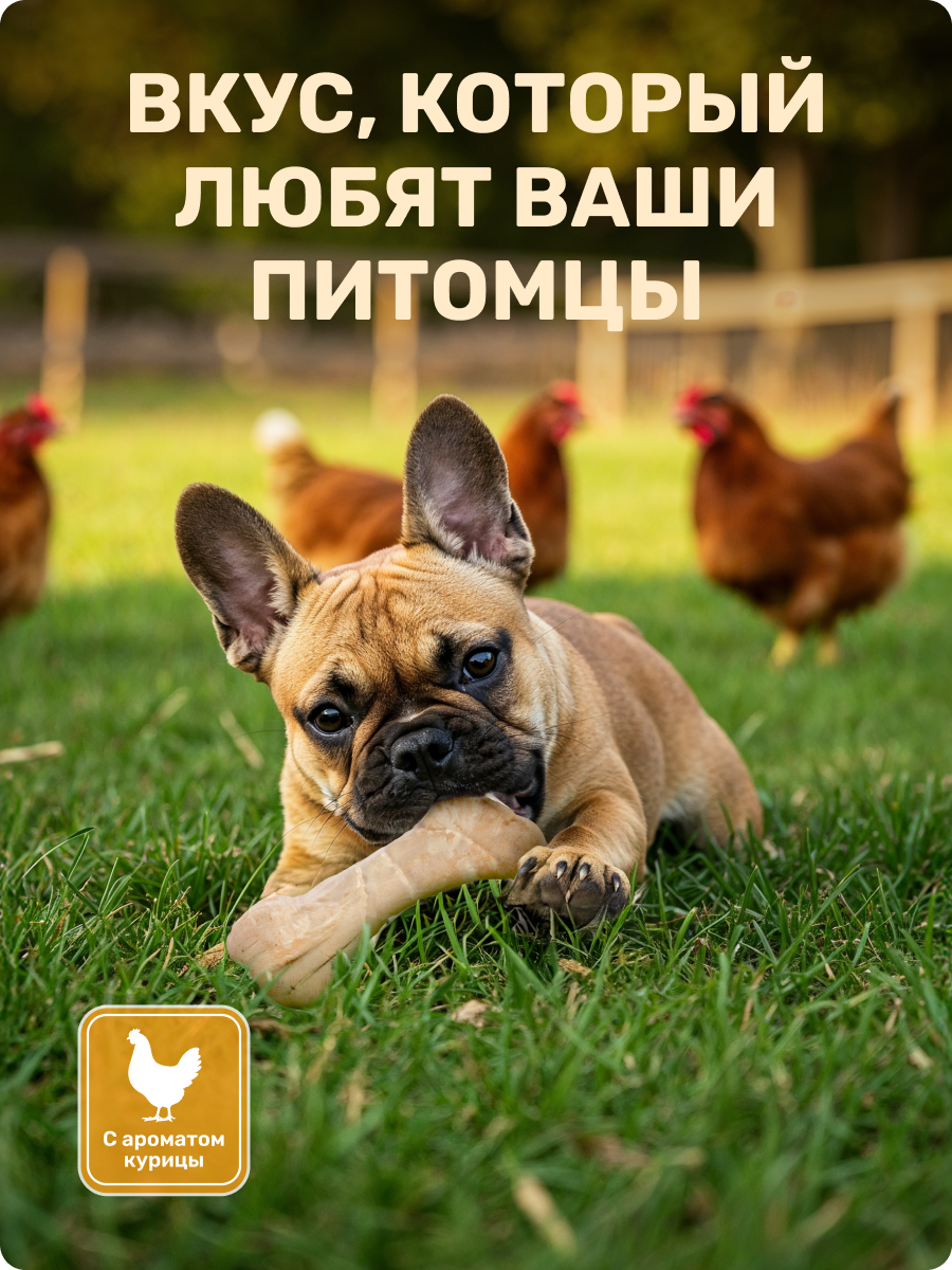 Игрушка для собак Четыре питомца Кость со вкусом курицы для мелких и средних пород - фото 8