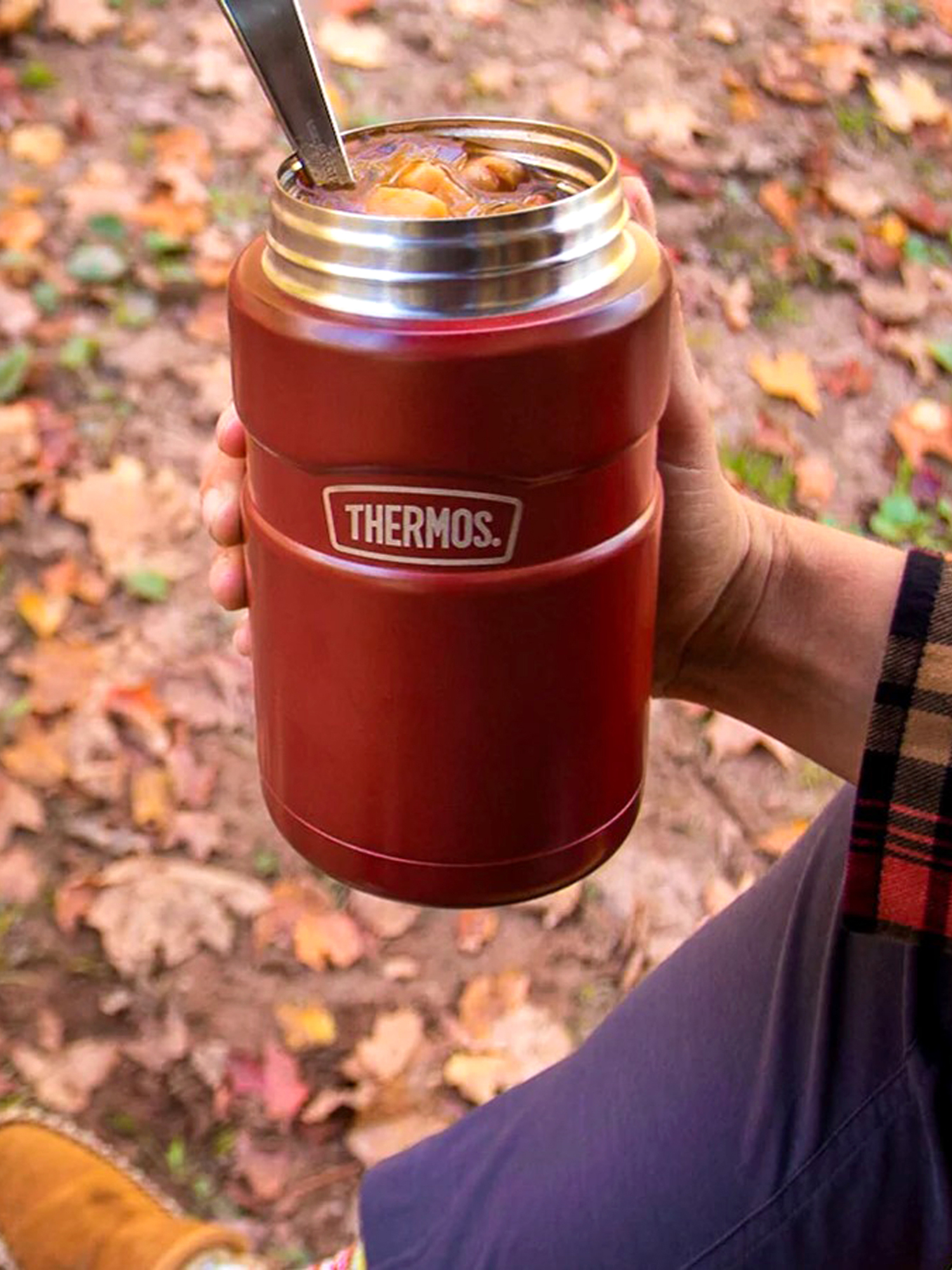 Термос для еды супа 710 мл с ложкой THERMOS KING-3020 карминно-красный – нержавеющая сталь герметичный тепло/холод 14/24 час - фото 16