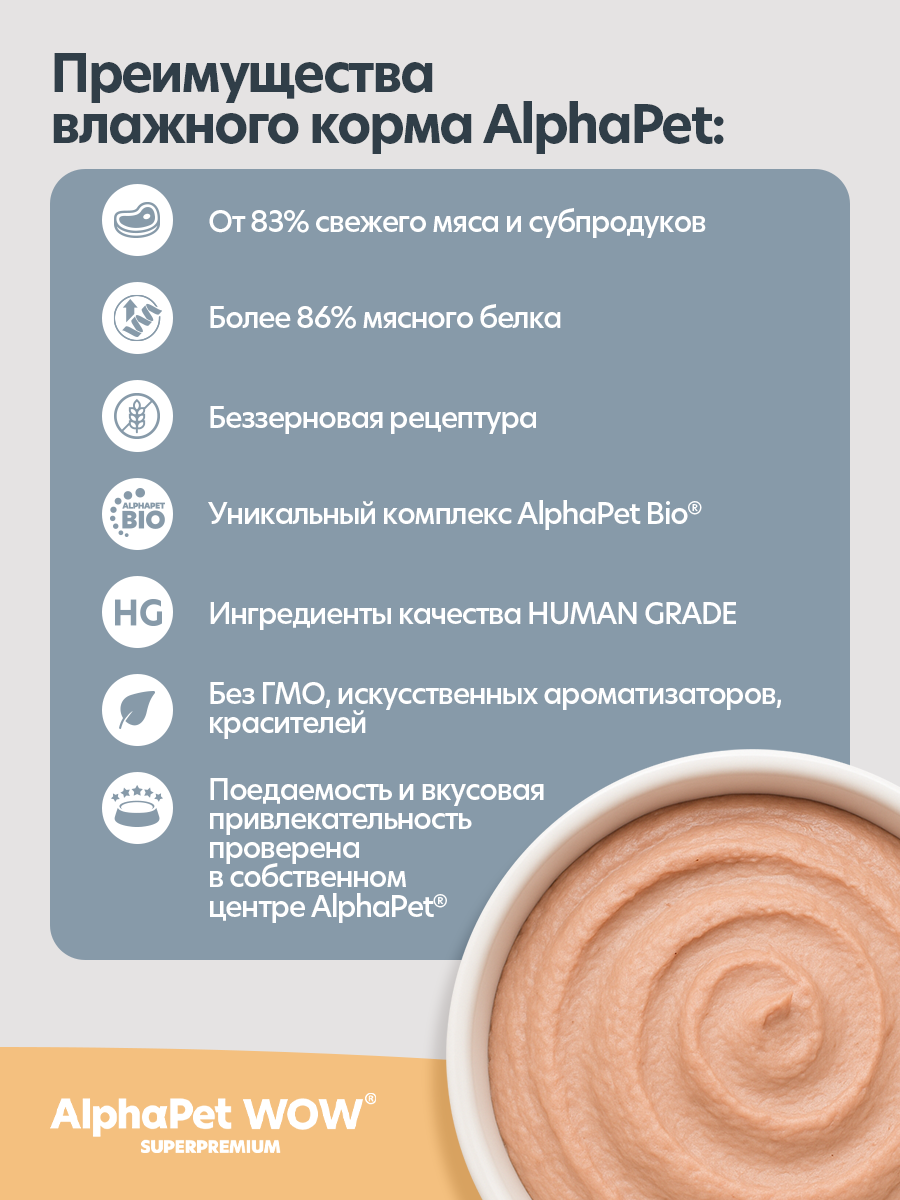 Пауч 28 шт Влажный полнорационный корм AlphaPet для щенков, беременных и кормящих собак паштет с цыплёнком, 85 г - фото 3