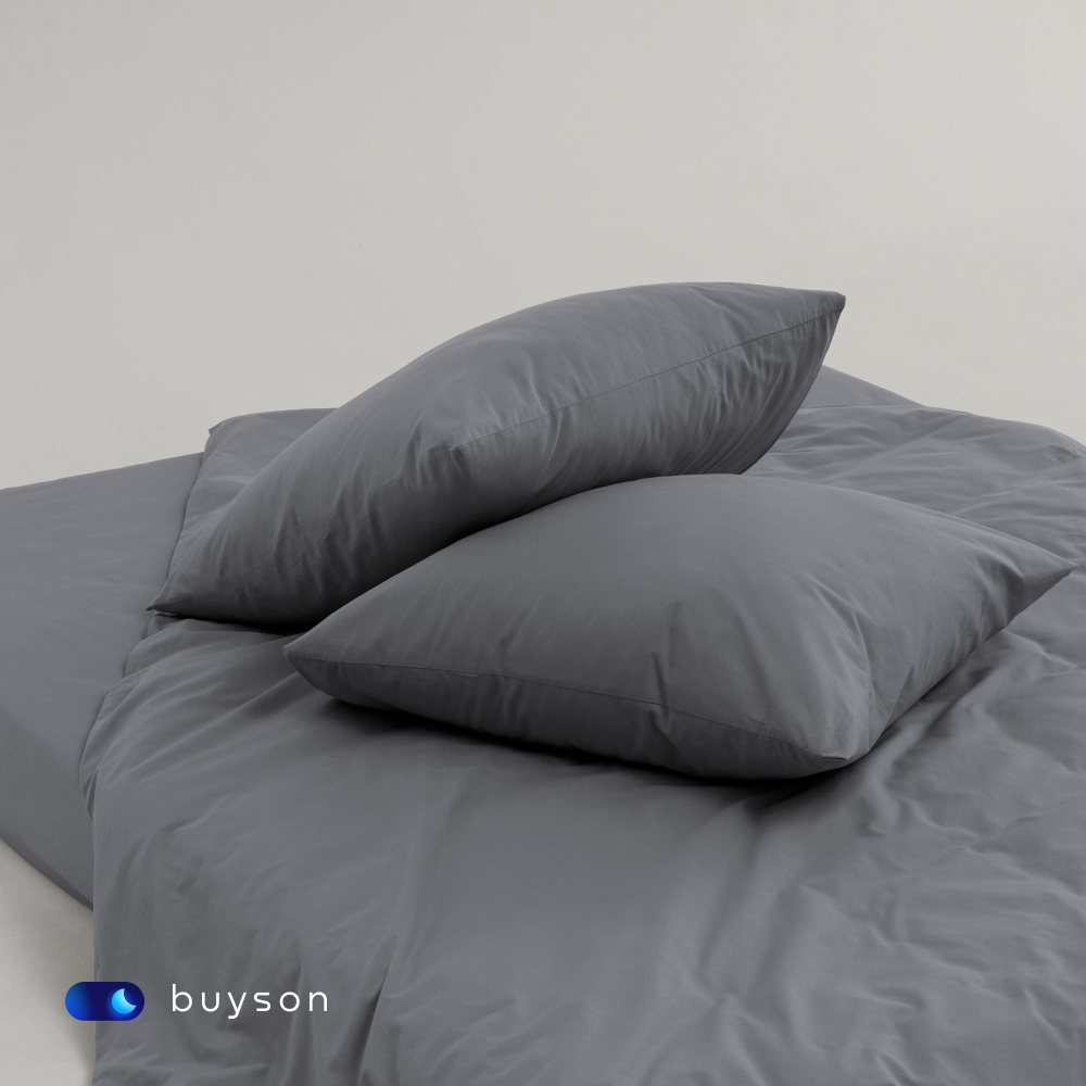 Пододьяльник buyson BuyDream 175х215 см, хлопок (поплин) графит - фото 7
