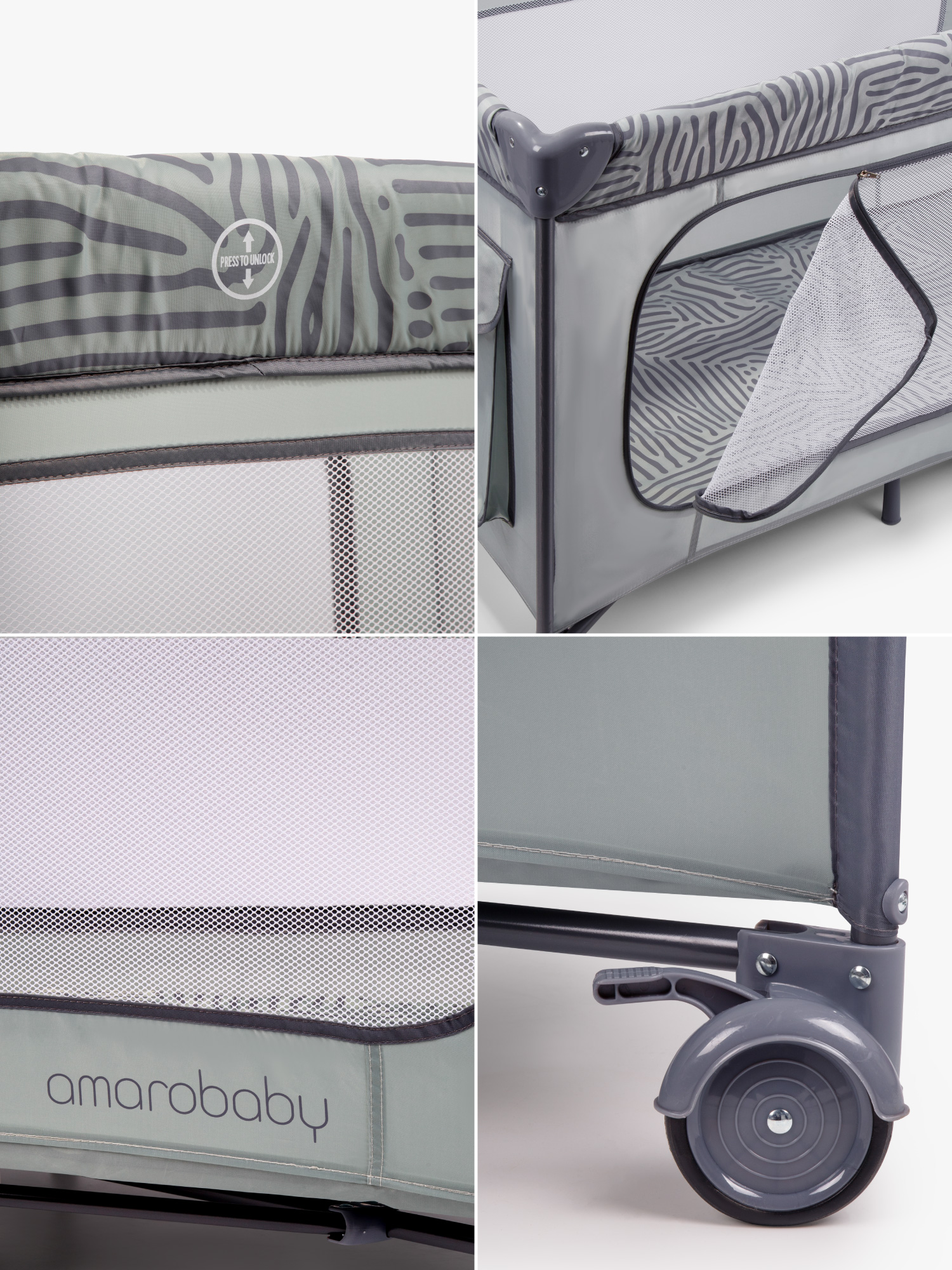 Манеж кровать Amarobaby Smart серый AMARO-26SM/1157 - фото 4