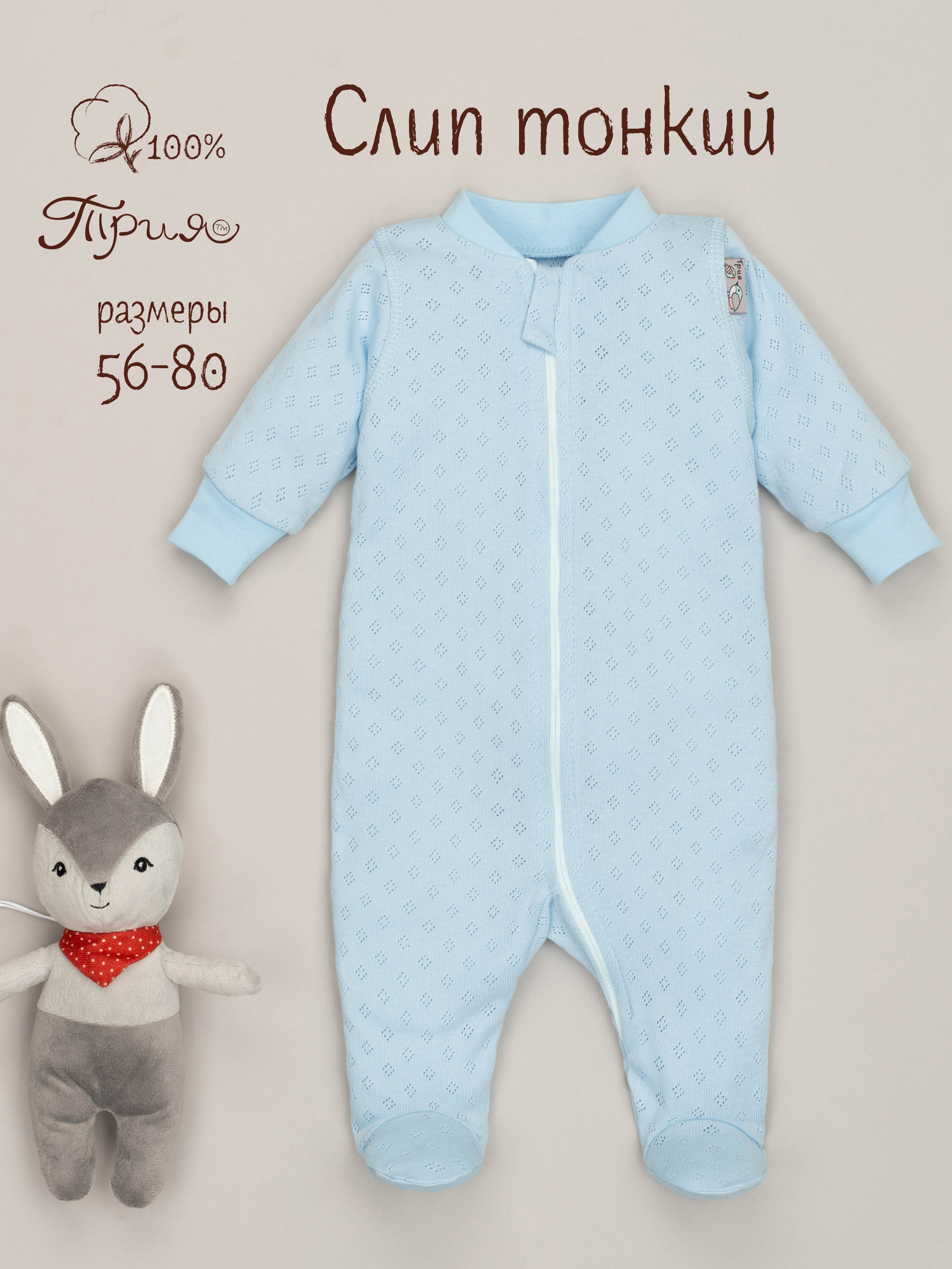 Комбинезон ТРИЯ 1021 ажурная рибана Soft голубой - фото 2