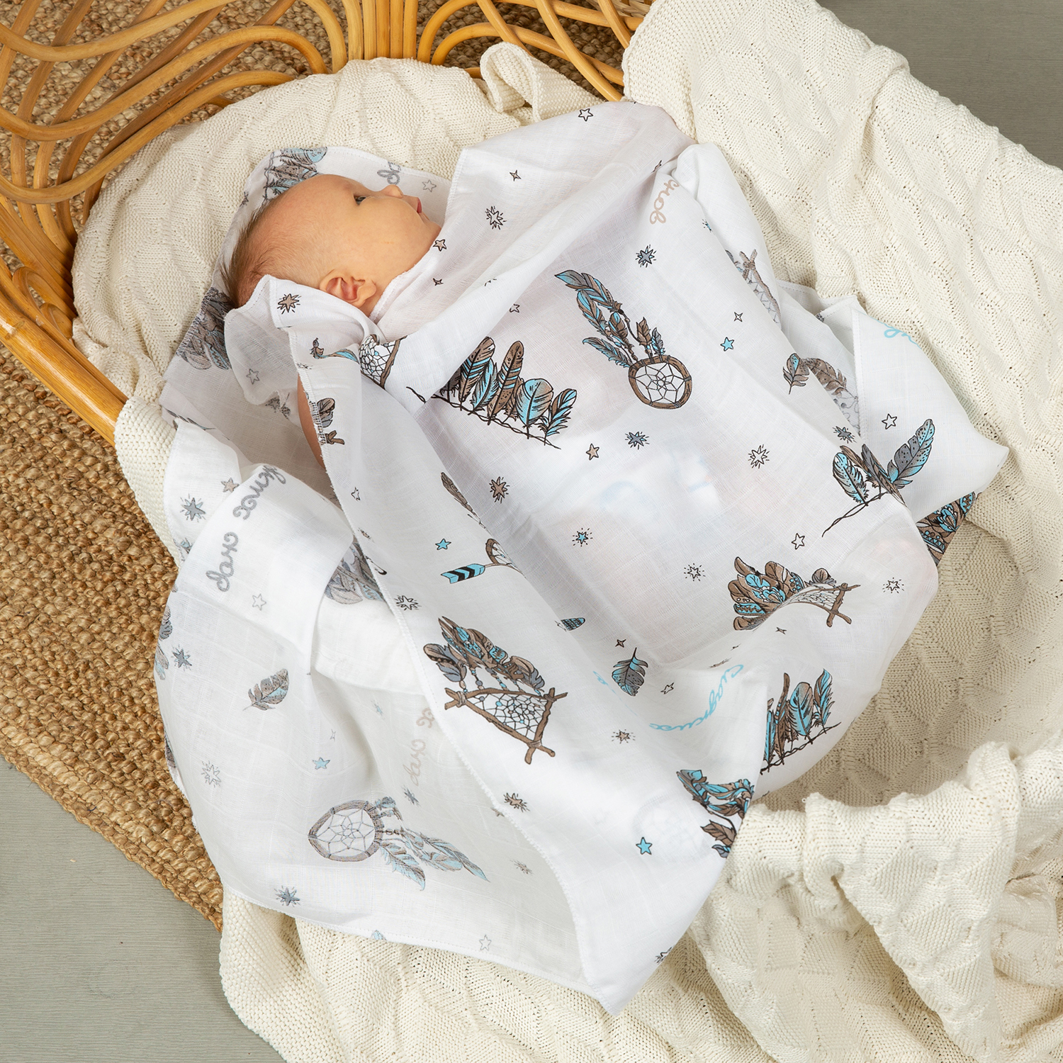 Пелёнка inlovery муслин 130x90 см 2 шт. - фото 20