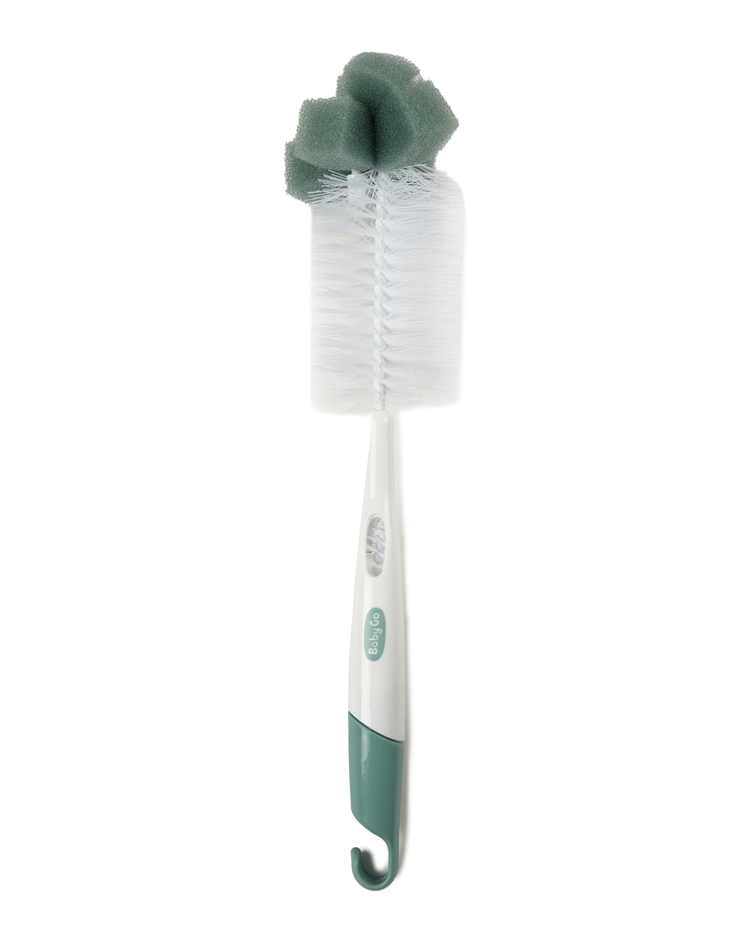 Ершик для бутылочек и сосок BabyGo 2в1 с губкой Green - фото 1