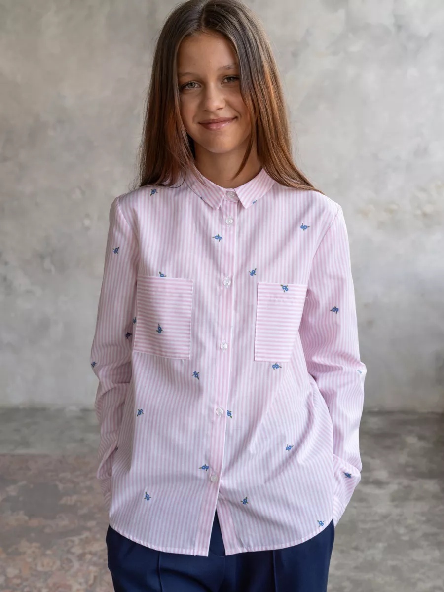 Рубашка TForma MD8188_розовая_полоска - фото 11