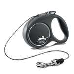 Рулетка для собак Flexi Black Design XS трос 3м до 8кг Черный-Серебро