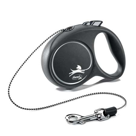 Рулетка для собак Flexi Black Design XS трос 3м до 8кг Черный-Серебро