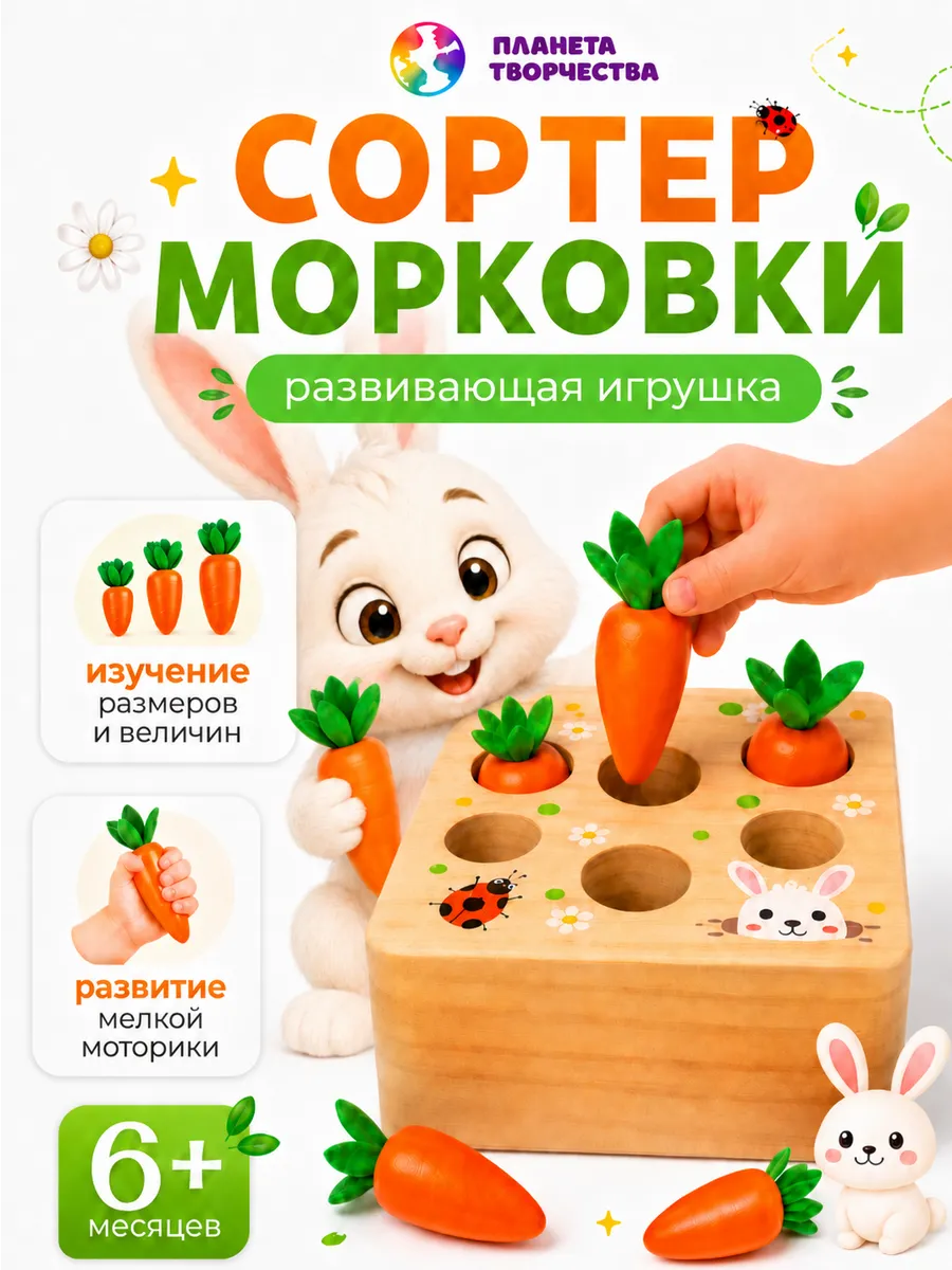 Игрушка Планета творчества сортер развивающая игрушка деревянная - фото 1