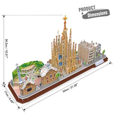 Пазл CubicFun Барселона CityLine 186 деталей 3D