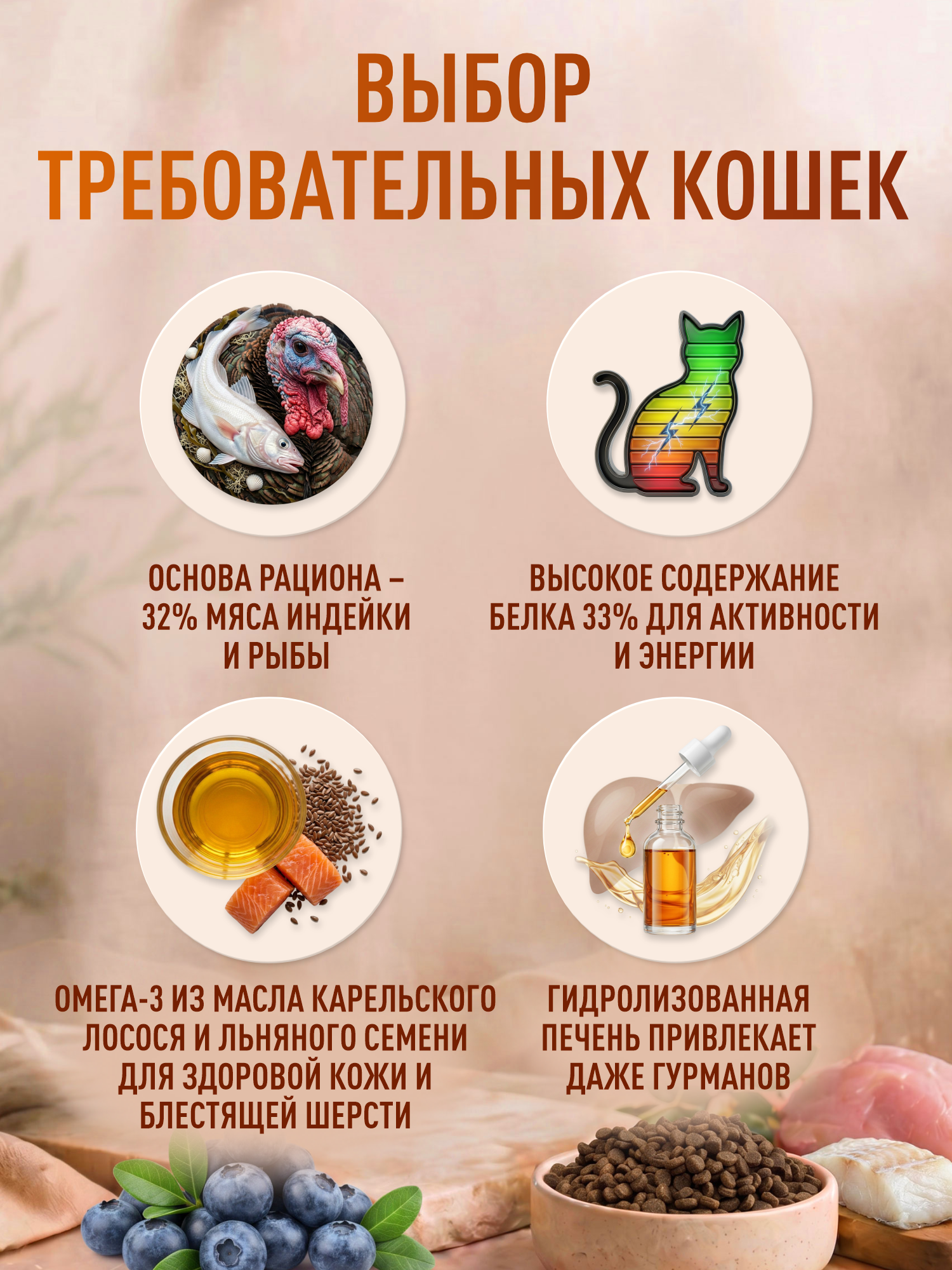 Корм для кошек сухой Clan Classic Delicious 32/15 индейка и белая рыба 1.25кг - фото 2