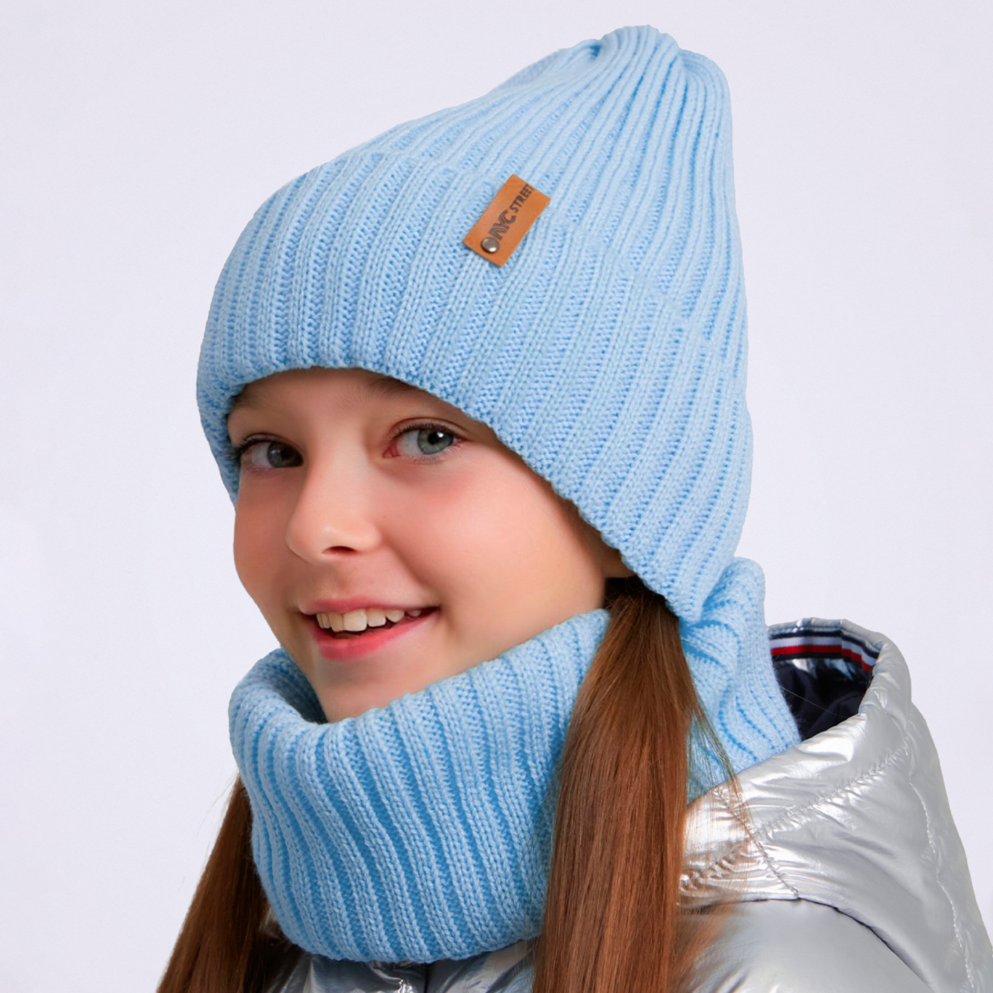 Шапка и снуд KUBRIO KU-H-104-GplainW-blue - фото 8