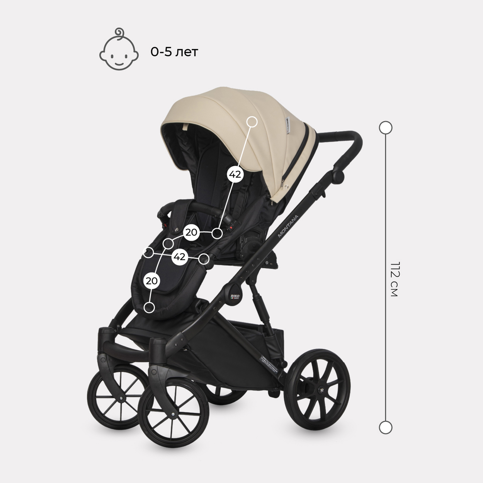 Коляска 3в1 Riko Basic Montana Ecco бежевый - фото 4