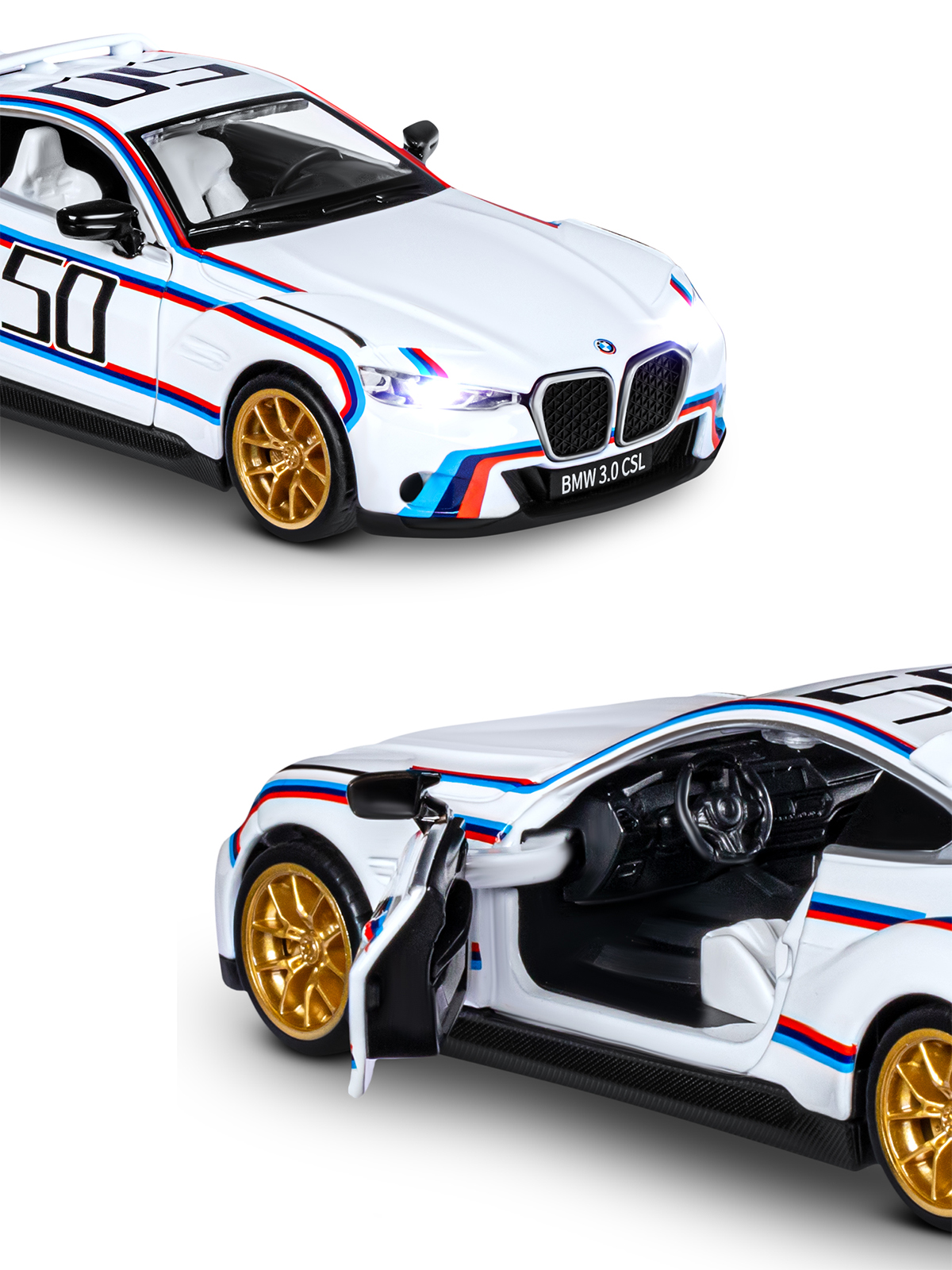 Автомобиль АВТОпанорама BMW 3.0 CSL 1:34 JB1251661 - фото 10