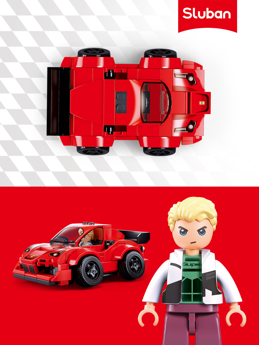 Конструктор SLUBAN Транспорт: Красный автомобиль - фото 3