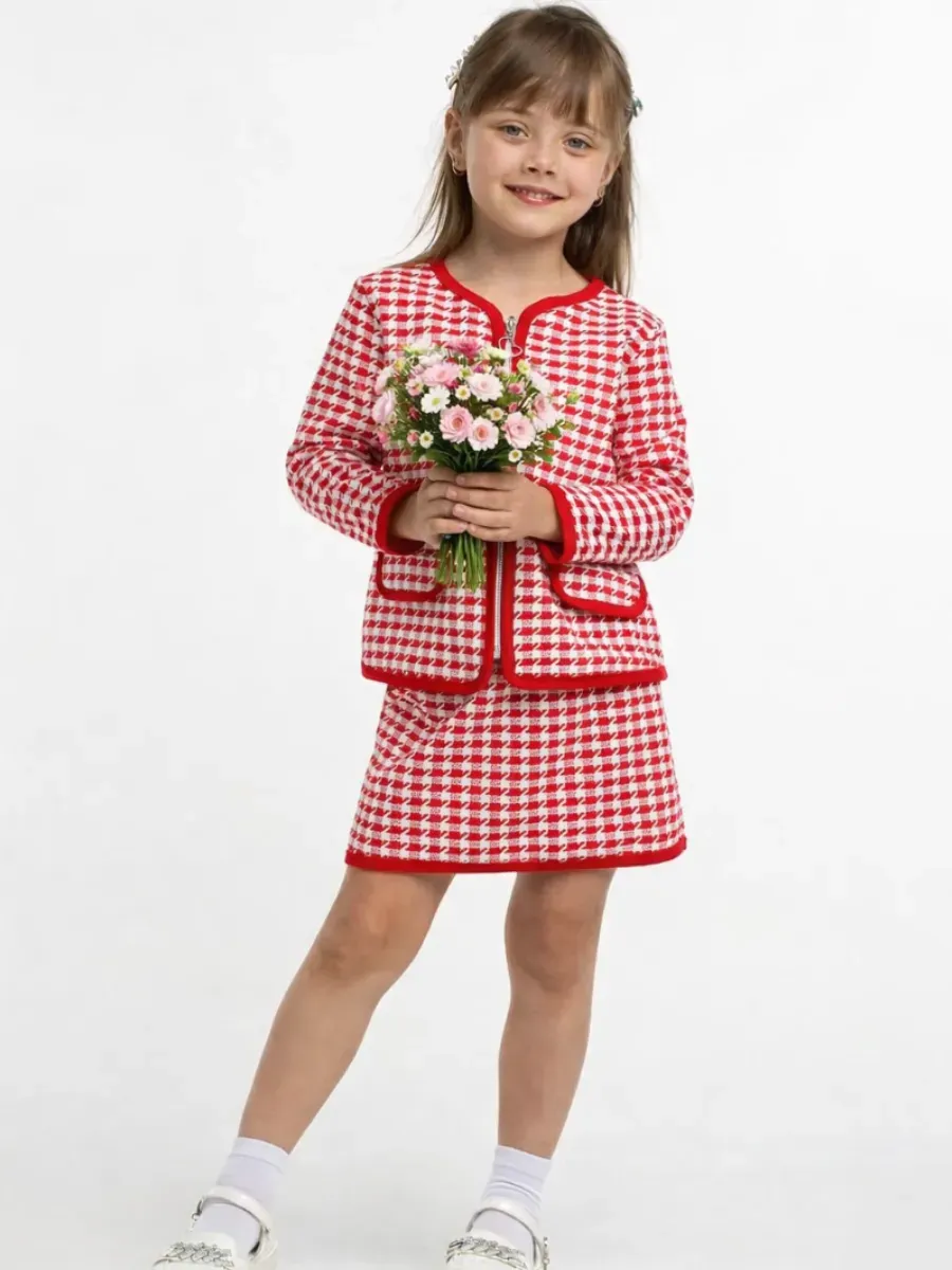 Изображение товара Жакет и юбка GoldKids для девочки 116 см твидовый костюм
