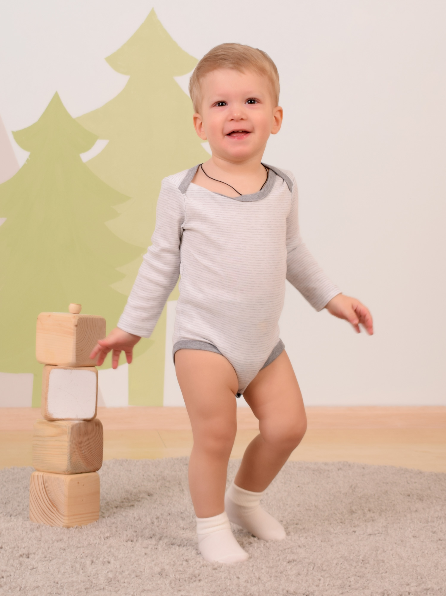 Боди Mami-kids Б-034серый-бел - фото 1