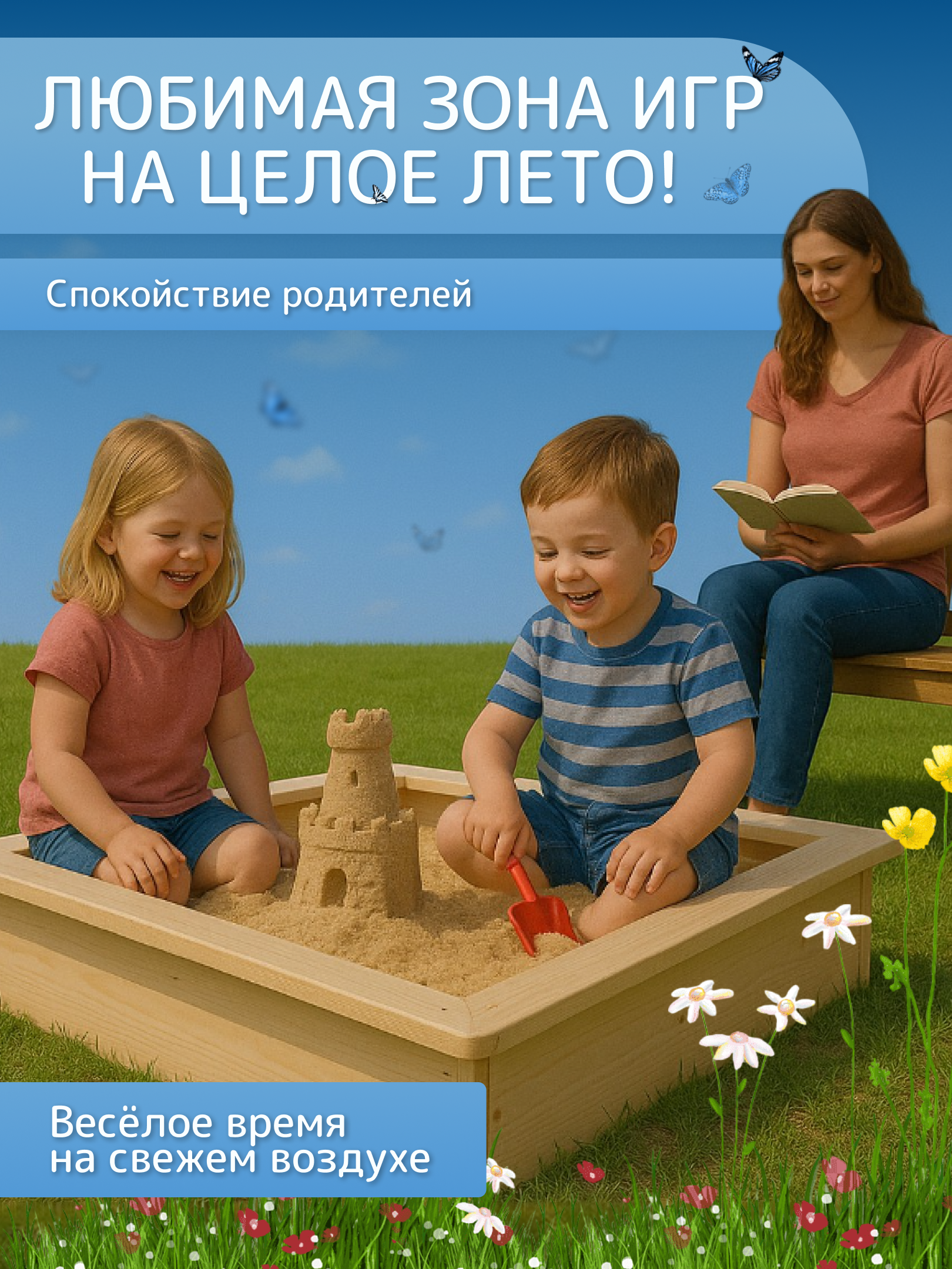 Песочница с салатовым чехлом Pema kids деревянная - фото 3