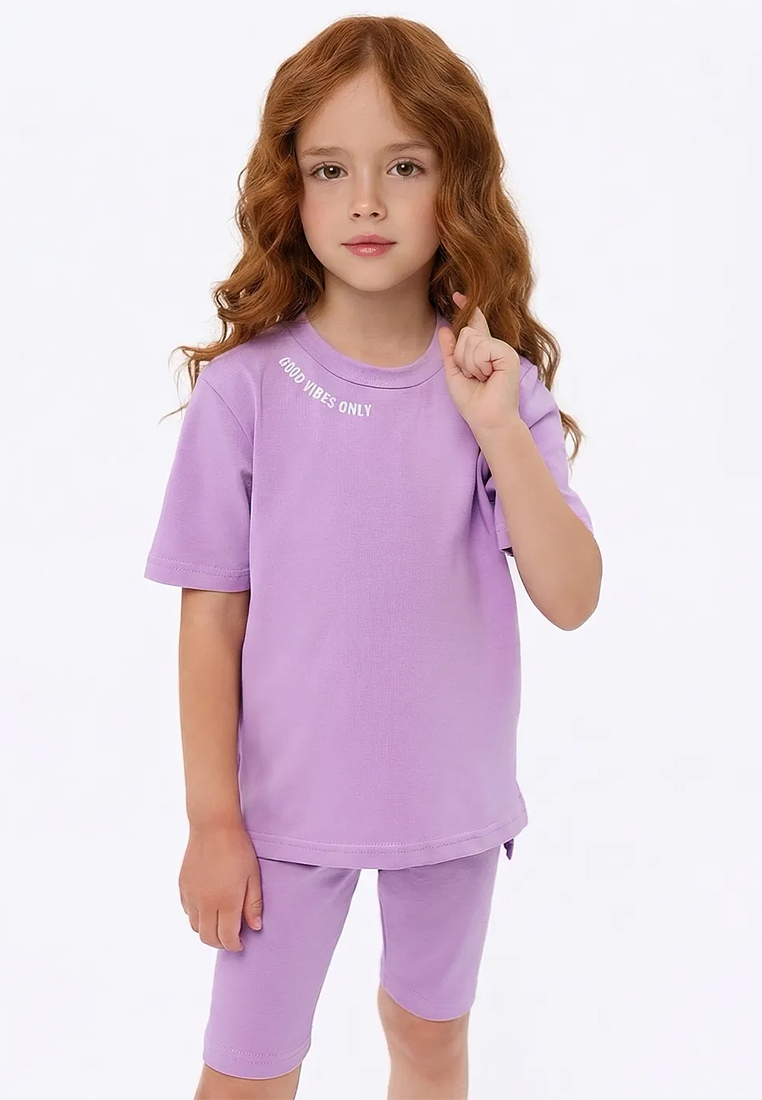 Изображение товара Летний комплект для девочки YOULALA 98 футболка и велосипедки легкая дышащая хлопок