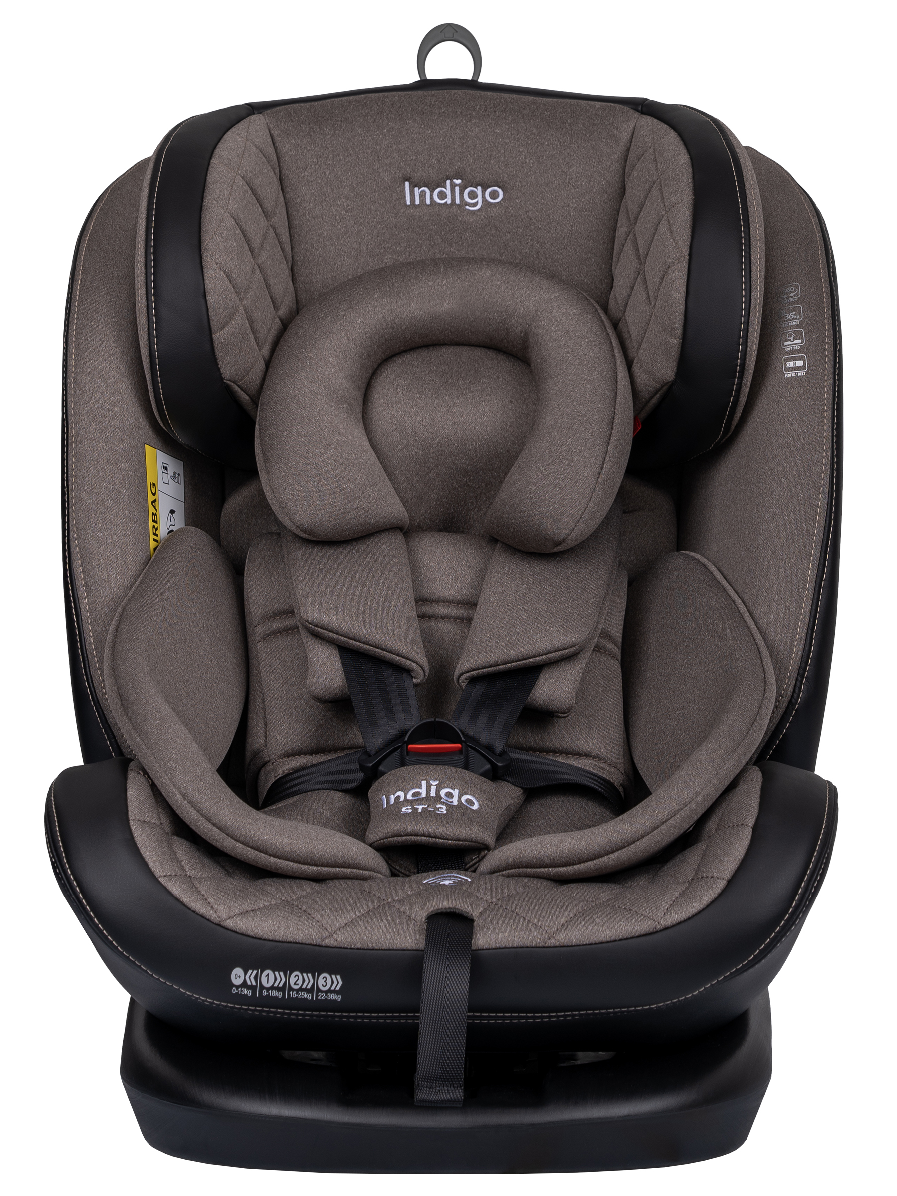 Автокресло Indigo Aero, бежевый Isofix 0+/1/2/3 (0-36 кг) - фото 11