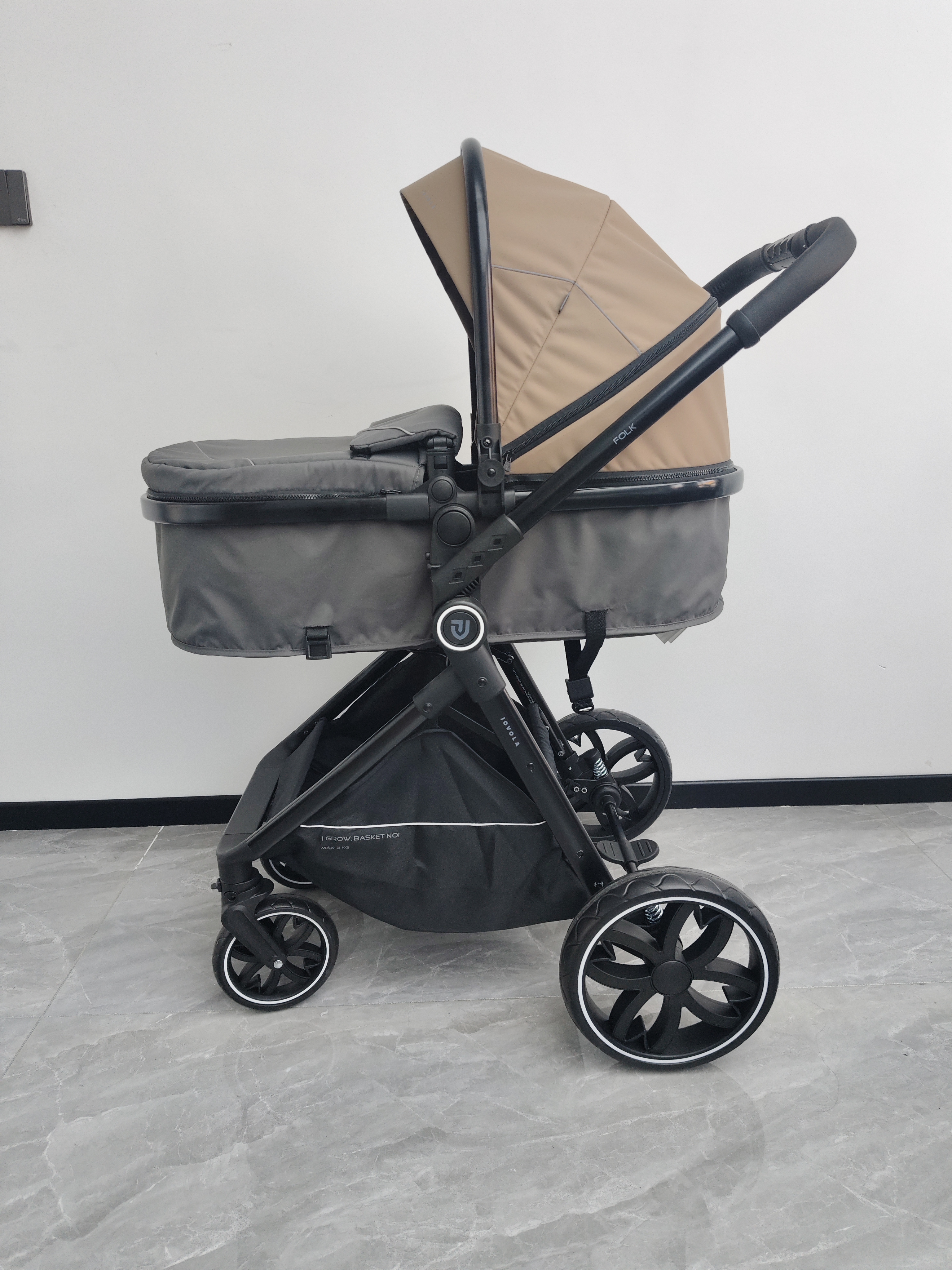 Коляска трансформер JOVOLA Folk 2в1 темно-бежевый - фото 1