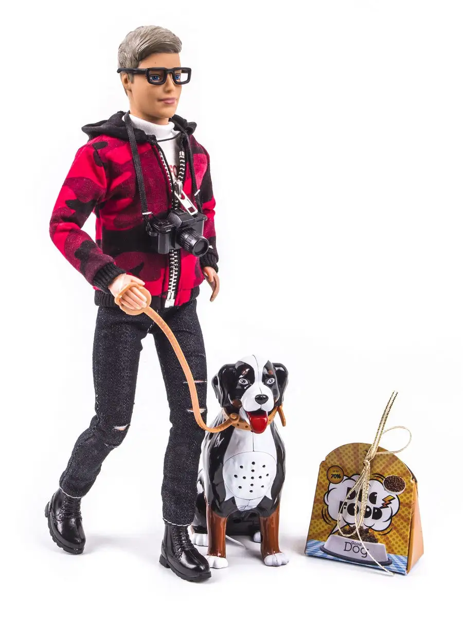 Кукла модельная Defa Lucy Кен собачка со звуком высота 31 см 8429//красный - фото 1