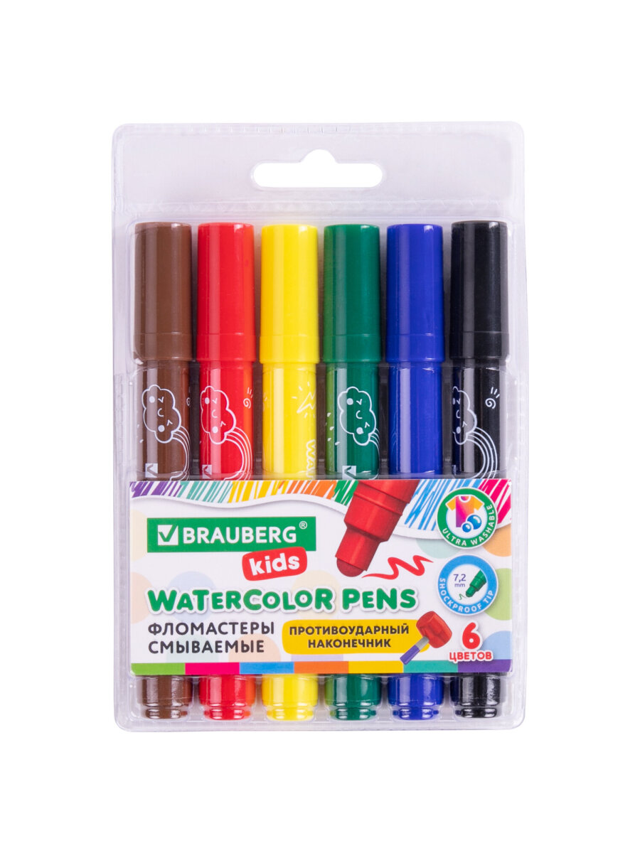 Фломастеры Brauberg 6 цв. - фото 1