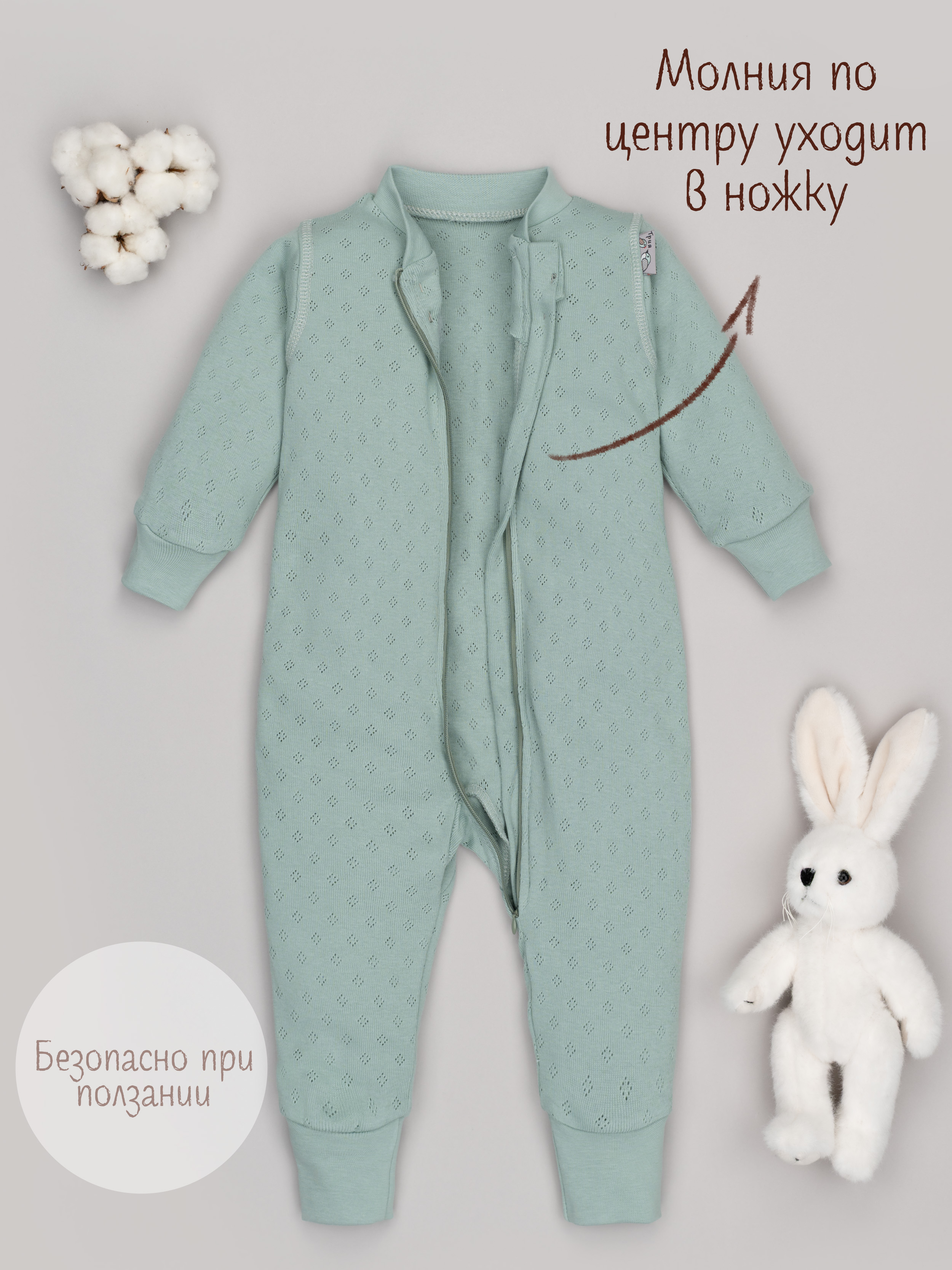 Комбинезон ТРИЯ 1022 ажурная рибана Soft туркус - фото 3