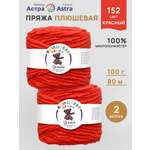 Пряжа для вязания Astra Premium плюшевая пушистый ворс полиэстер 100 гр 80 м 152 красный 2 мотка