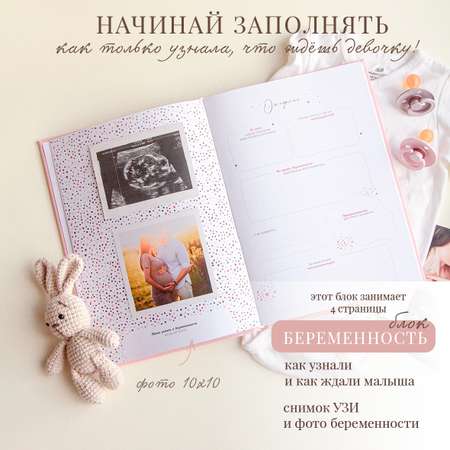 Фотоальбом-дневник Moms Recordbook Нежно-розовый для фото и записей