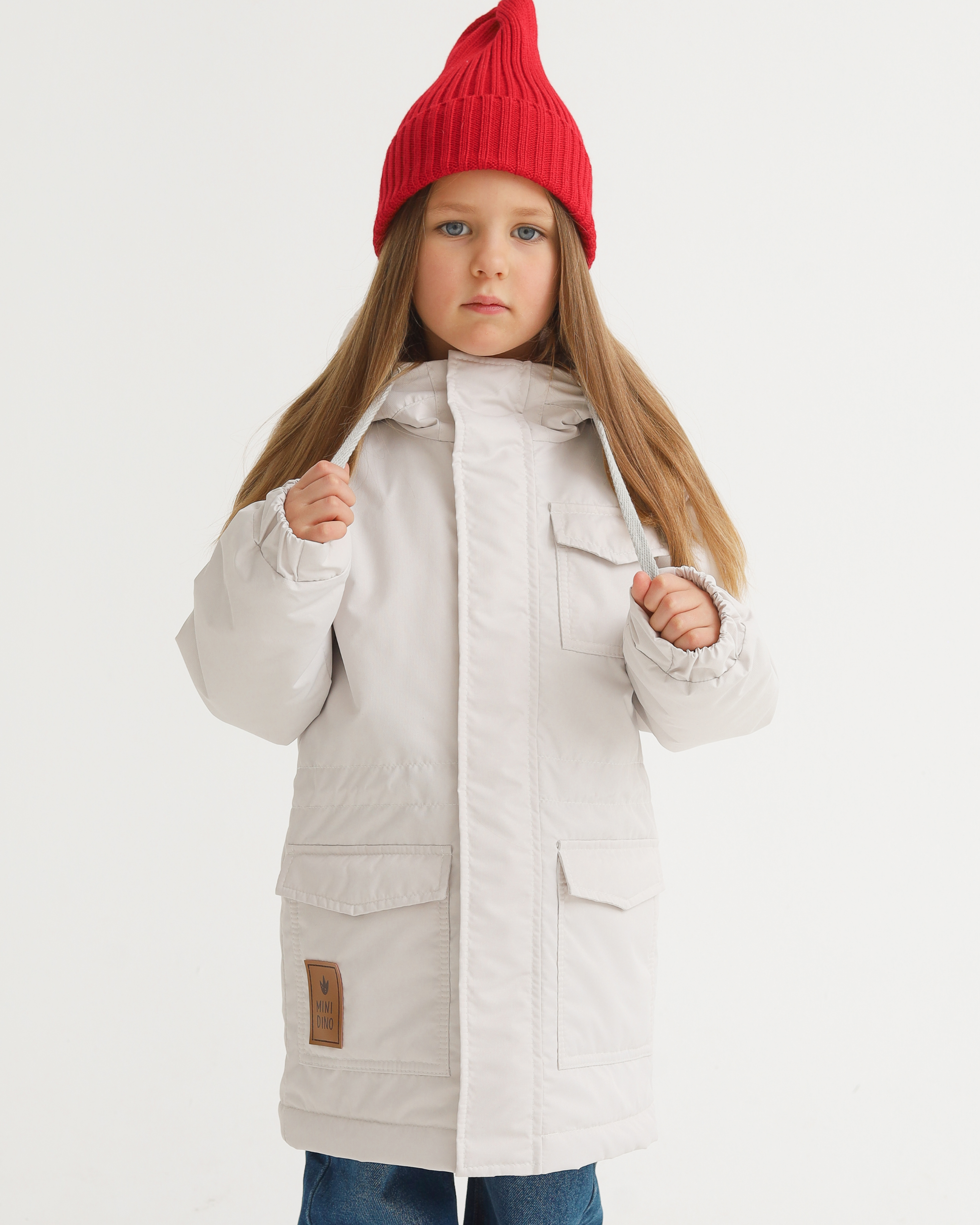 Парка MINIDINO В-К-001/ДПарка с 3 карманами детская демисезонная тофу - фото 1